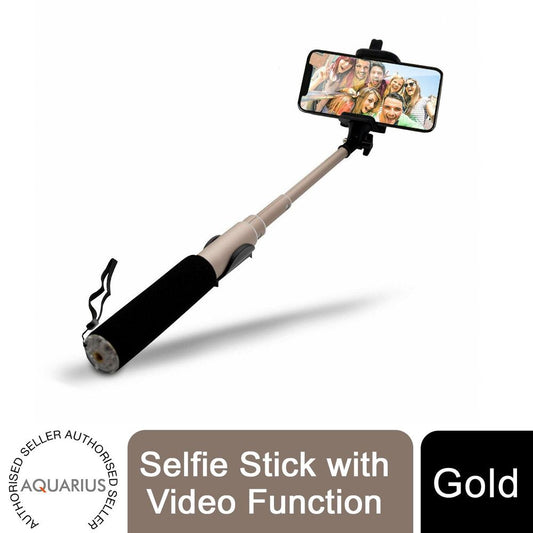 Aquarius Selfie Stick with Video Function - Gold